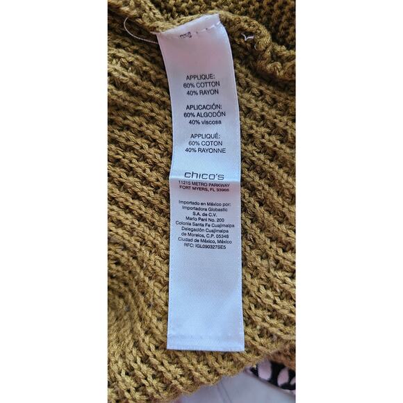 Chicos Textured Lacework Cowl Neck Pullover Sweater Tunic Golden Brown 2 Large - Picture 7 of 8